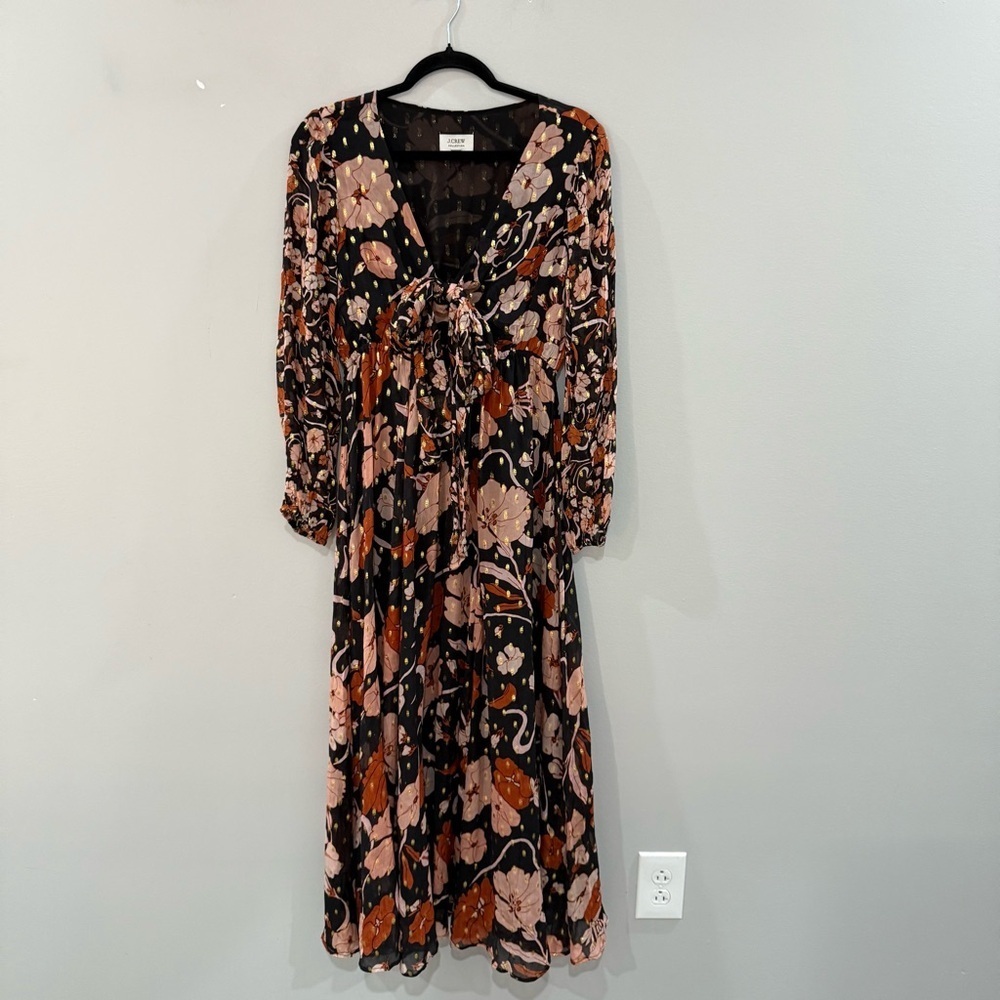 J Crew Collection Tie-Front Lurex Maxi in Floral - Picture 3 of 7